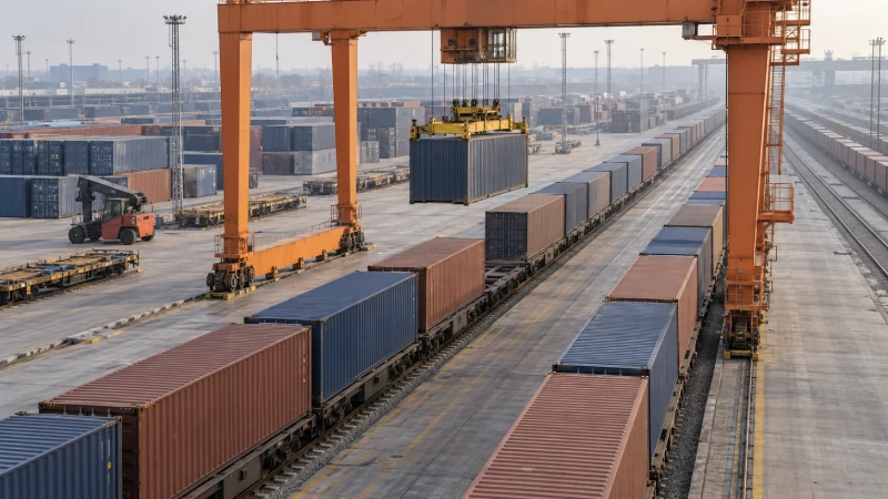 Container transshipment between freight trains on the China Europe rail corridor