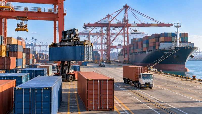 Container loading at a China port for shipping cargo to Mombasa