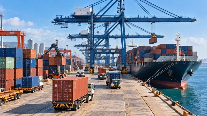 Container cargo at a China origin port prepared for sea freight to Kenya