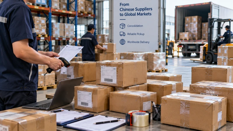 Express shipment from a Chinese supplier being consolidated and prepared for delivery to Kenya