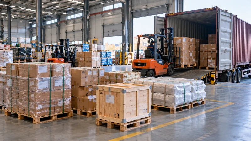 LCL cargo consolidation at a China warehouse before shipping to Kenya