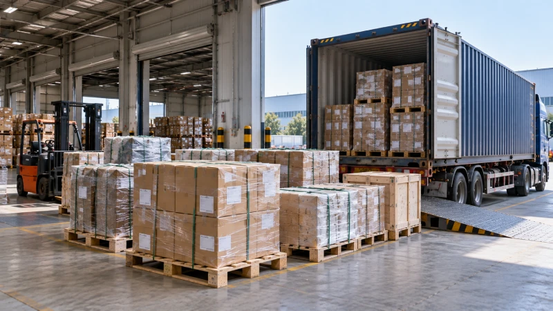 Consolidated supplier cargo prepared for combined shipment from China to Germany
