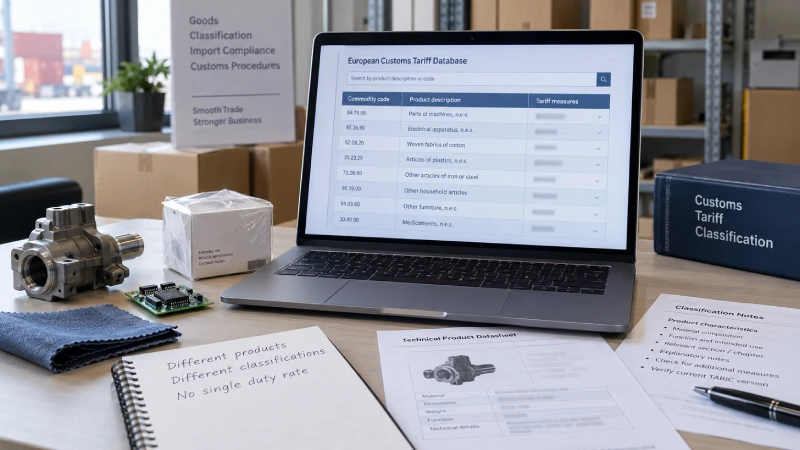 EU TARIC product classification check for goods imported into Germany