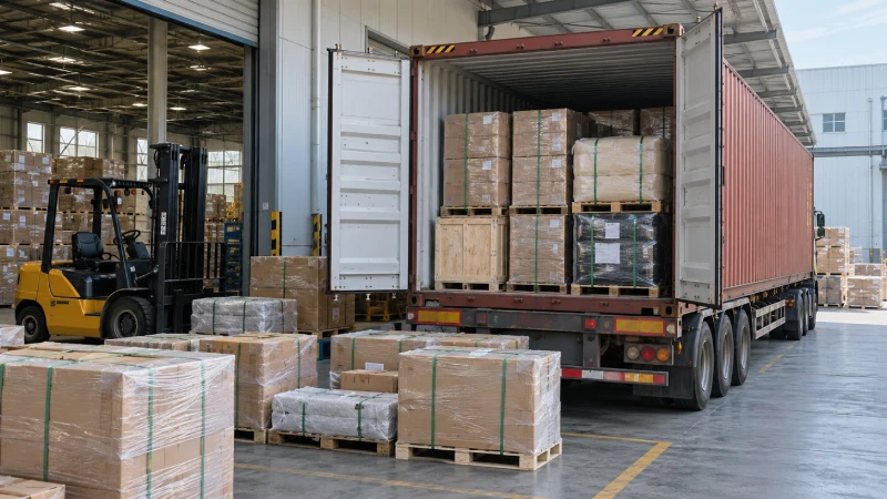 FCL container loading at a China warehouse for shipment to Kenya