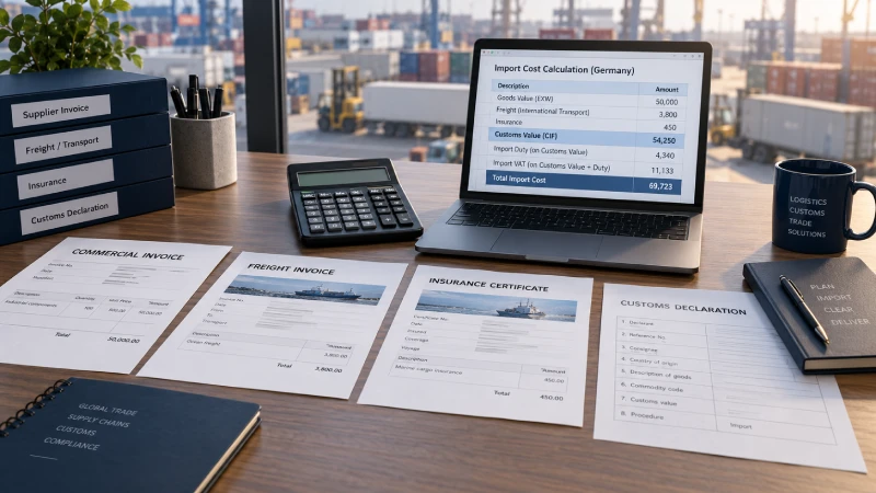 Germany customs value import duty and VAT calculation for imported goods