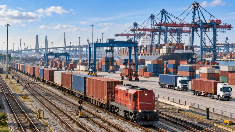 Rail and truck inland container delivery from Hamburg port to destinations in Germany