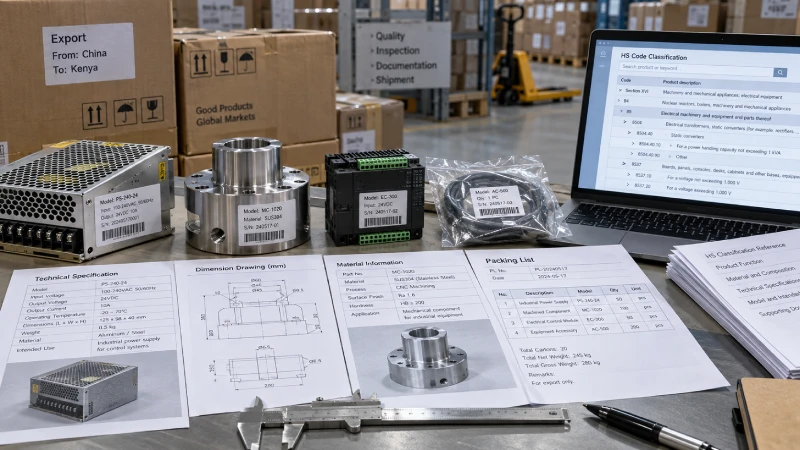 Product specifications and cargo documents used for Kenya HS code classification