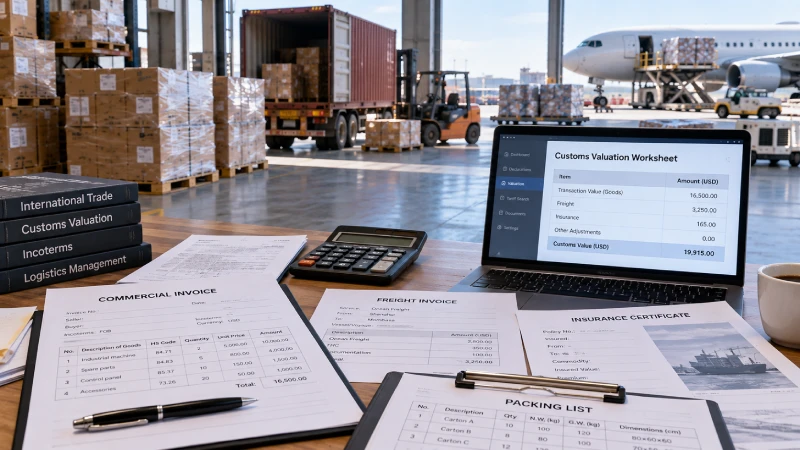 Commercial invoice freight and insurance documents for Kenya customs valuation