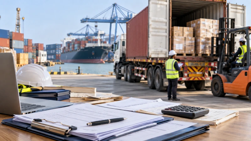 Import documents and container cargo prepared for customs clearance and inland delivery in Kenya