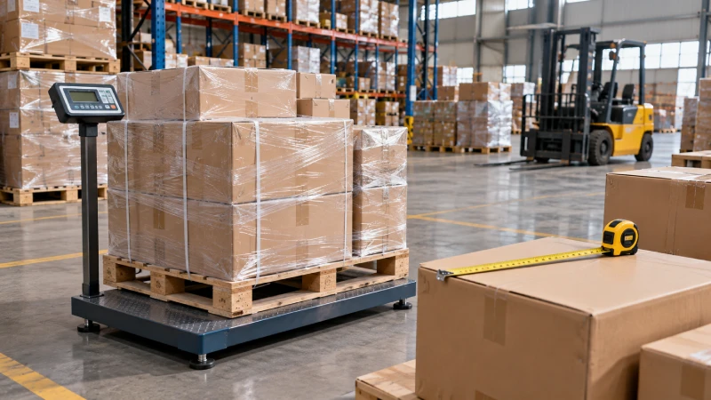 LCL cargo being measured and weighed in a China warehouse for CBM and W/M freight calculation