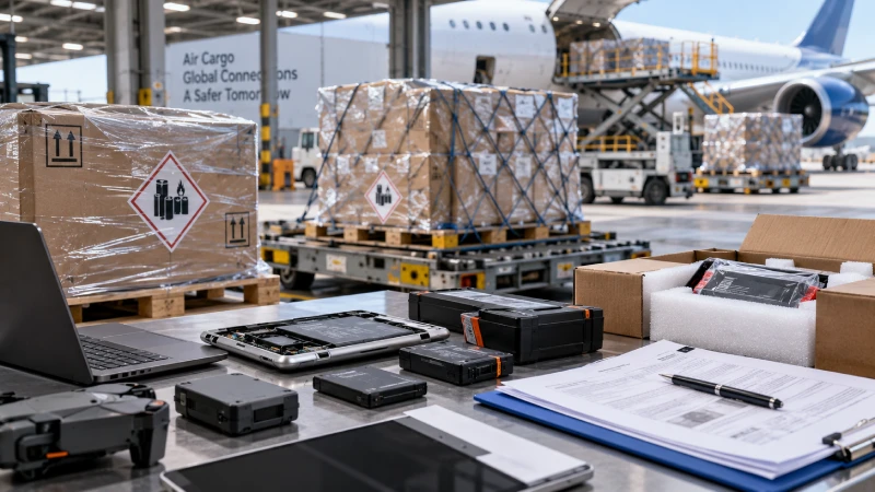 Lithium battery air freight cargo with UN38.3 documentation prepared for China to UK shipping