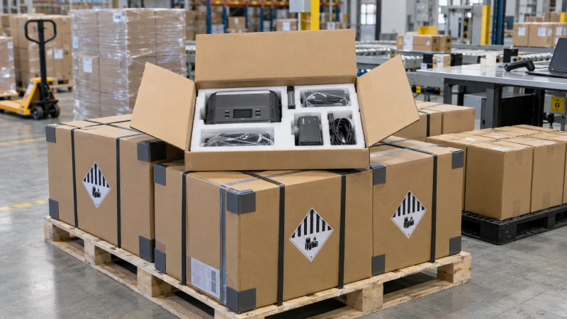 Für den internationalen Versand von China nach Deutschland vorbereitete Lithiumbatterie-Elektronik