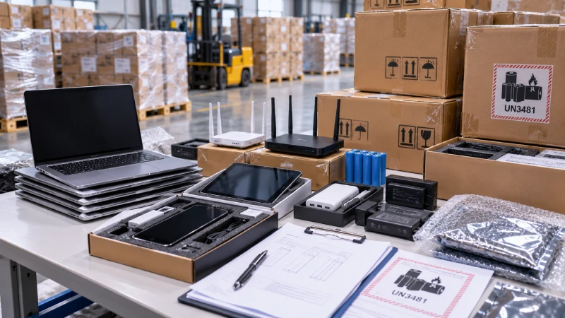 Lithium battery electronics prepared for compliant shipping to Kenya