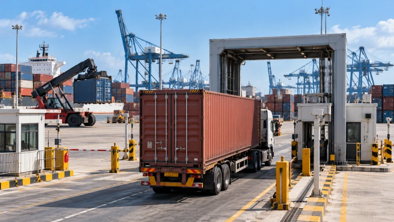 Import container undergoing clearance and release procedures at Mombasa Port