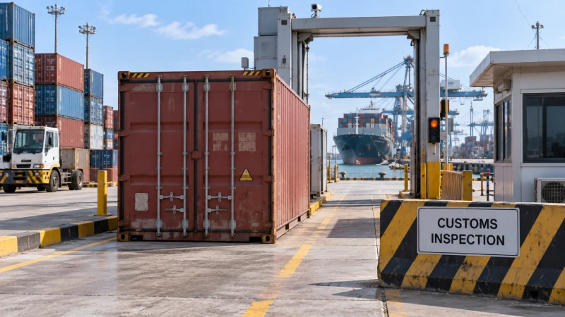 Container cargo awaiting customs inspection and clearance at a Kenya port terminal