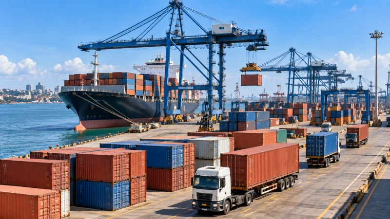 Container cargo at Mombasa Port prepared for inland delivery in Kenya