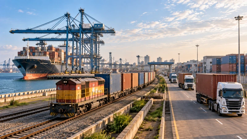 Container freight moving from Mombasa toward Nairobi after sea shipping from China