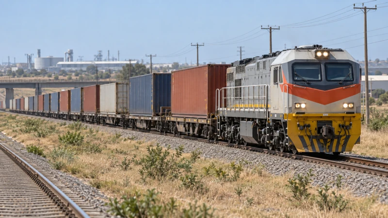 Container train transporting import cargo from Mombasa toward Nairobi ICD in Kenya