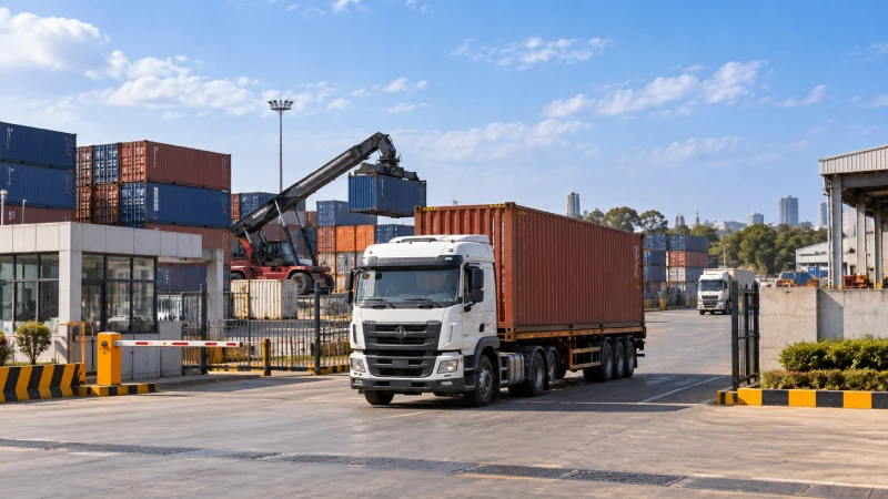 Container truck collecting released cargo from Nairobi ICD for final warehouse delivery