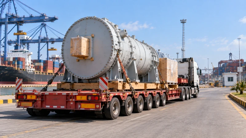 Oversized industrial machinery transported from Mombasa toward an inland project site in Kenya