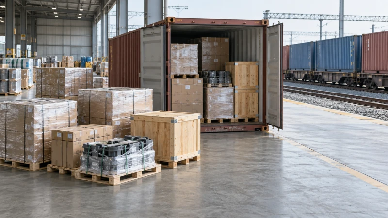 LCL and FCL container cargo prepared for rail freight from China to Germany