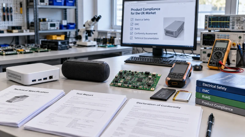UK compliance review for imported electronics covering safety EMC RoHS and product marking