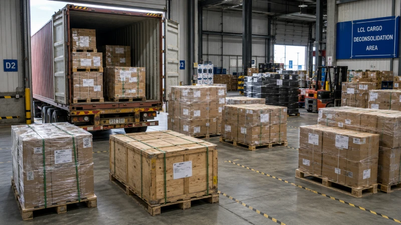 LCL cargo deconsolidation at a UK destination CFS after shipping from China