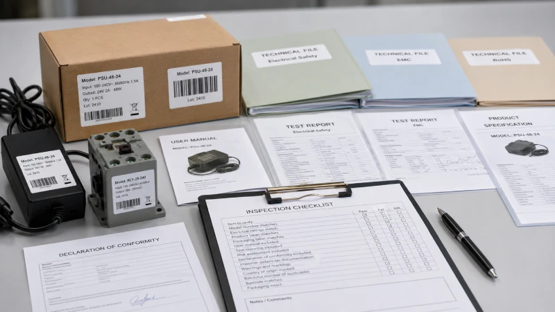 Product compliance documents and labels reviewed before importing goods from China to the UK