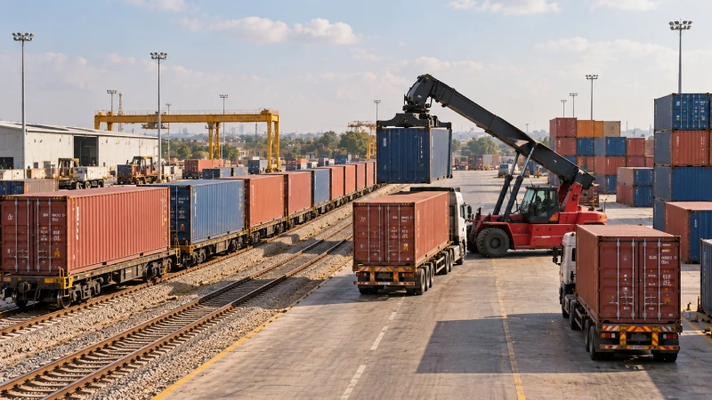 Container freight moving from Apapa toward Kano by rail and long-haul road transport