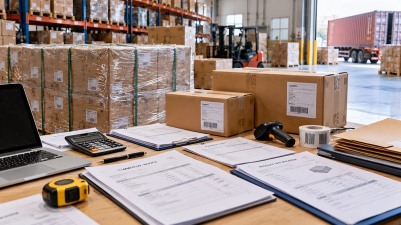 Documents d'importation et marchandises commerciales préparés pour l'examen de conformité des expéditions de la Chine vers le Nigeria