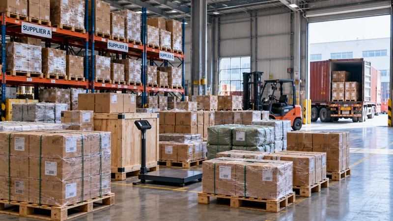 Envois de plusieurs fournisseurs groupés dans un entrepôt en Chine avant export vers le Nigeria
