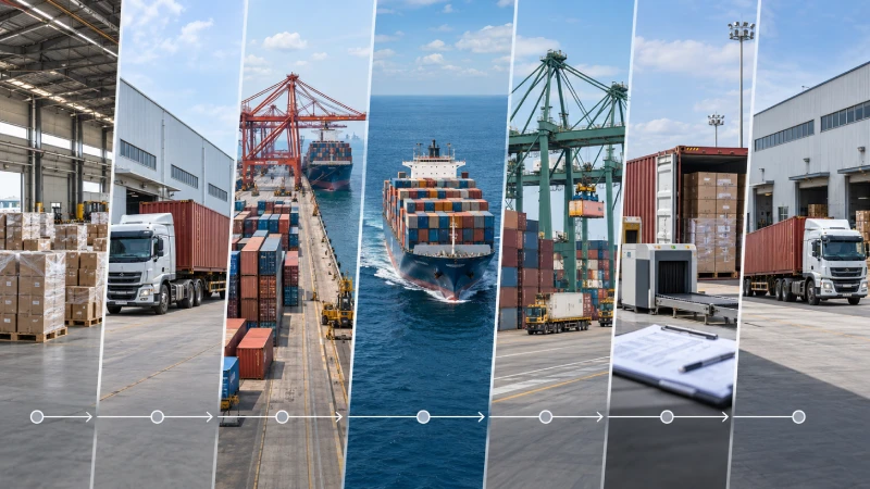 Processus de délai total d'expédition de la Chine vers le Nigeria, de l'enlèvement chez le fournisseur au dédouanement et à la livraison finale