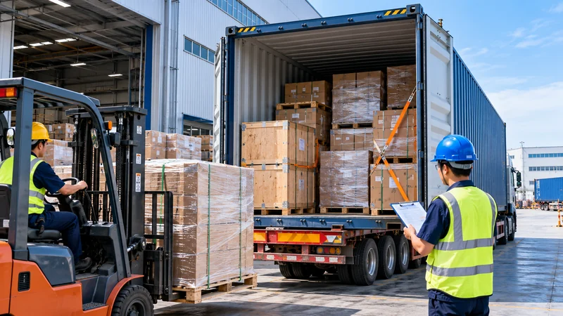 FCL container loading and cargo inspection at a China export warehouse before shipping to Tanzania