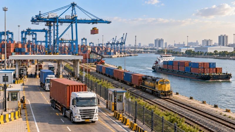 Truck, rail and barge container evacuation options from a Lagos port in Nigeria