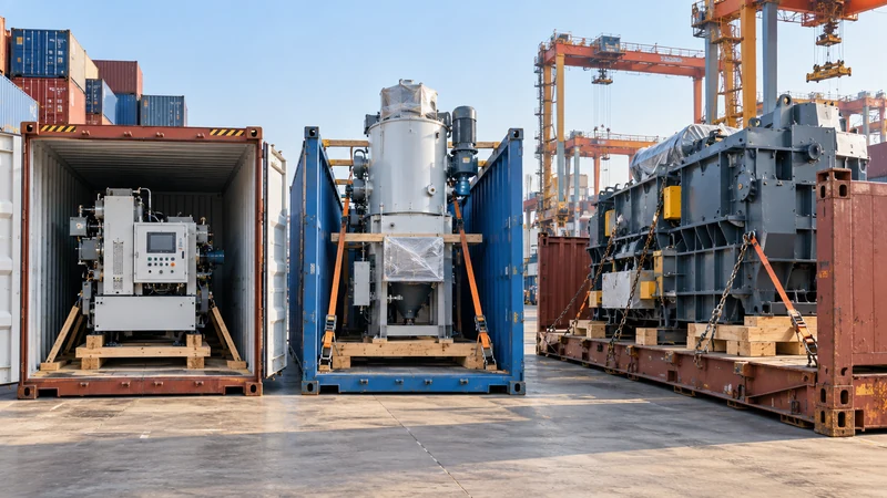 Standard container, open top and flat rack options for shipping industrial machinery