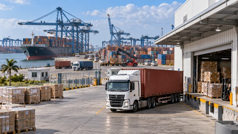 Cargaison conteneurisée acheminée d'un port nigérian jusqu'à la livraison finale en entrepôt