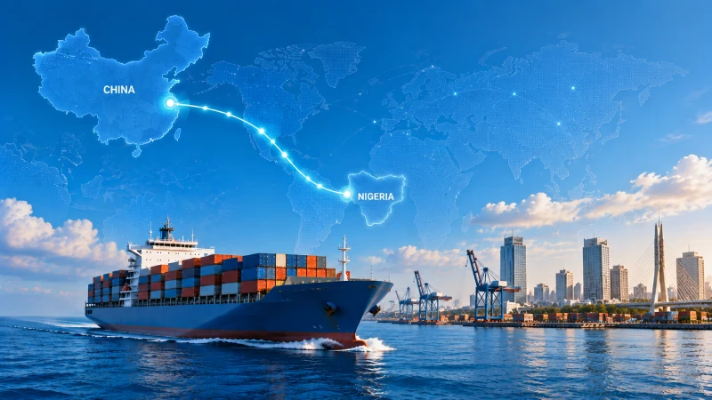 Navire porte-conteneurs transportant des marchandises de Chine vers le Nigeria