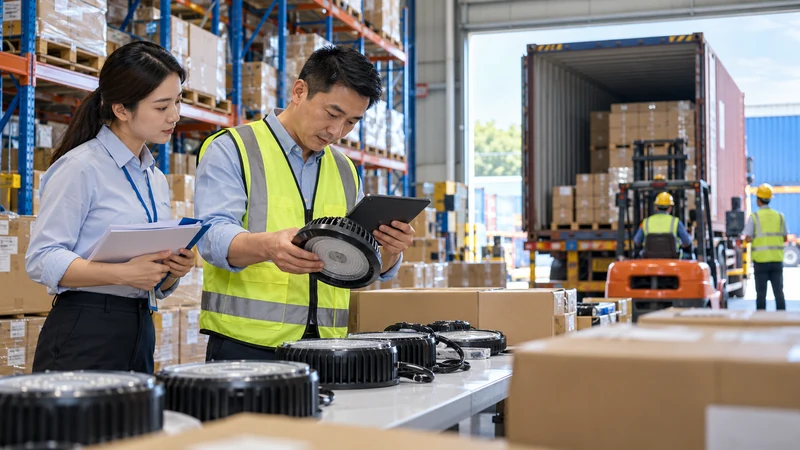 Pre-shipment cargo inspection at a Chinese export warehouse showing product checks and documentation before Tanzania CoC certification.
